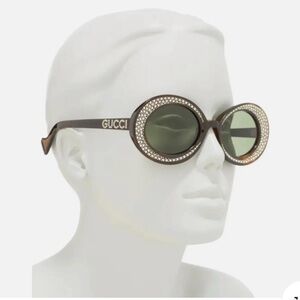 GUCCI Special Edition Brown Oval Rhinestone Sunglasses. GG0618S. $1320.